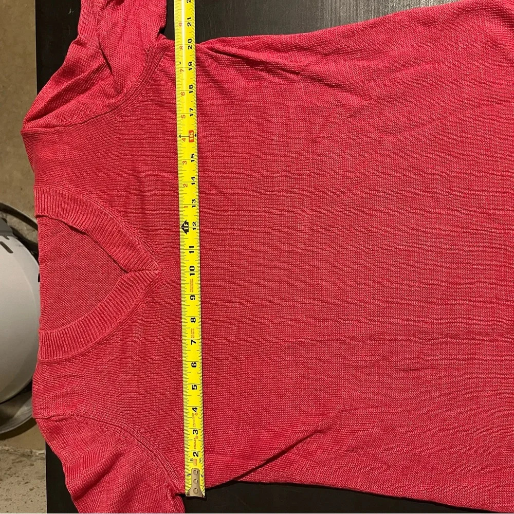Talbots 100% Linen Sweater Raspberry Pink V-Neck … - image 8